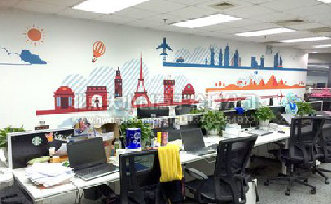 蒙自教你设计办公室墙绘的方法。