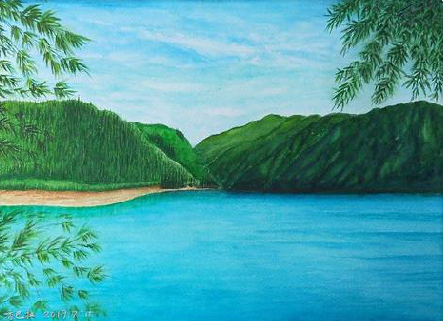 蒙自在墙绘中，如何绘画绿水青山？